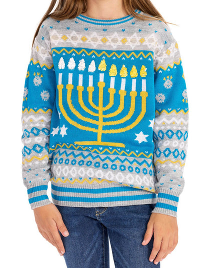 Girl's Reversible Sequin Hanukkah Sweater
