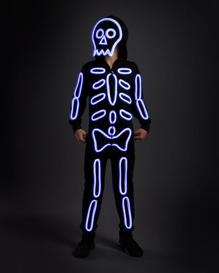Boy's Neon LED Light Up Skeleton Costume