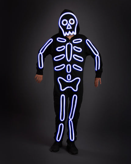 Girl's Neon LED Light Up Skeleton Costume
