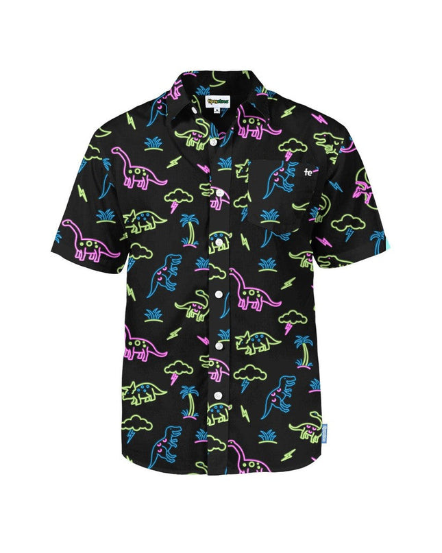 Men's Neon Dinosaur Hawaiian Shirt