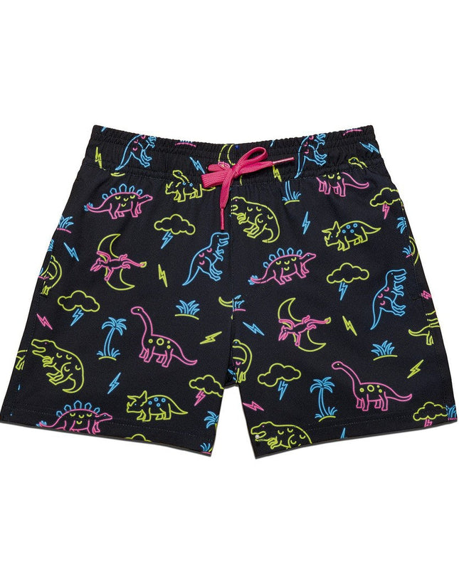 Boy's Neon Dinosaur Stretch Swim Trunks