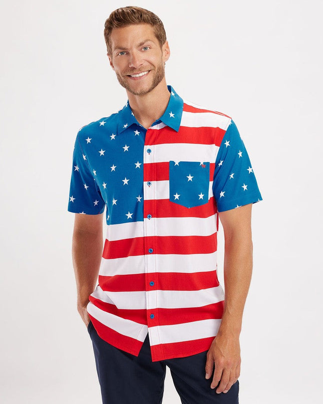 Men's American Flag Button Down Shirt