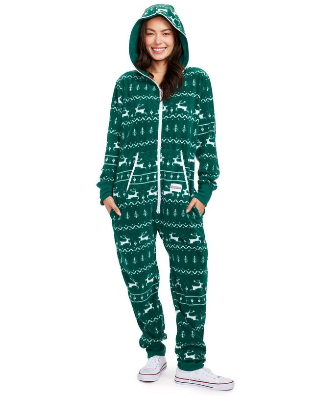 Women's Green Fair Isle Jumpsuit