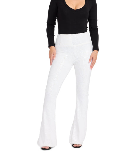 White Sequin Flare Leggings