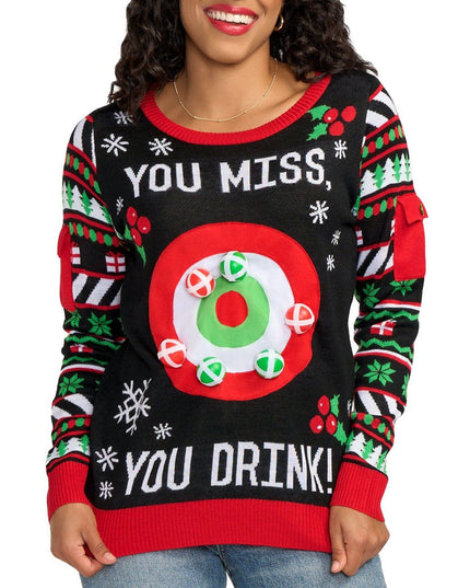 Women's Drinking Game Ugly Christmas Sweater