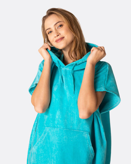 Poncho serviette bleu corail