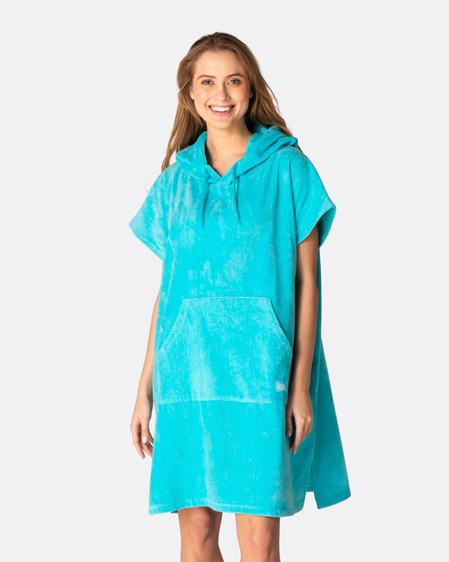 Poncho serviette bleu corail