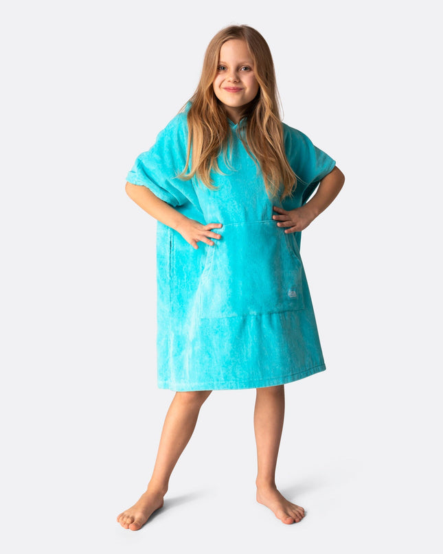 Poncho serviette bleu corail pour enfants