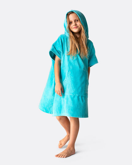 Poncho serviette bleu corail pour enfants