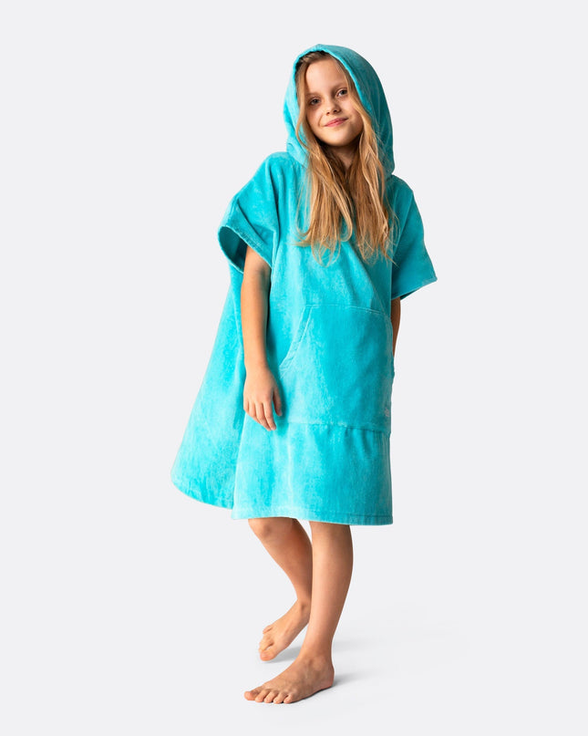 Poncho serviette bleu corail pour enfants