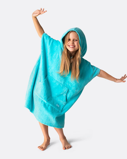 Poncho serviette bleu corail pour enfants