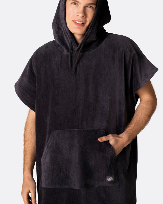 Poncho en tissu éponge gris anthracite pour adultes | Vêtement d'été polyvalent