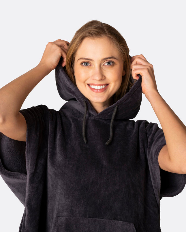 Poncho en tissu éponge gris anthracite pour adultes | Vêtement d'été polyvalent