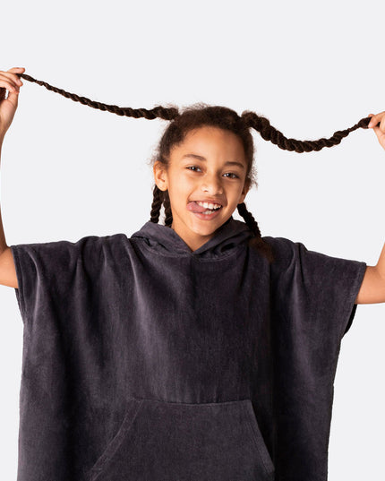 Poncho éponge gris anthracite pour enfants