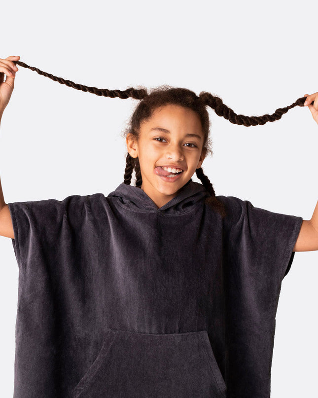 Poncho éponge gris anthracite pour enfants