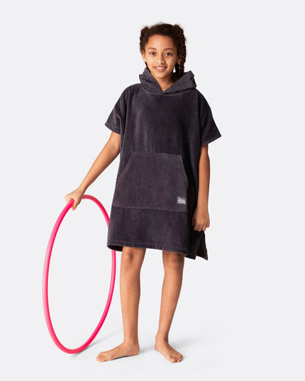 Poncho éponge gris anthracite pour enfants