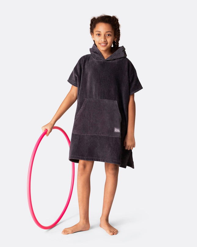 Poncho éponge gris anthracite pour enfants
