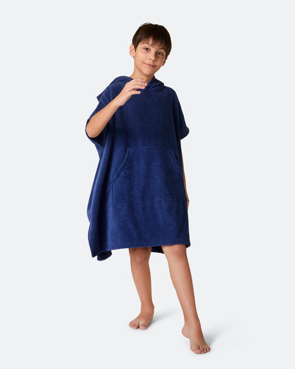 Poncho serviette marine pour enfants