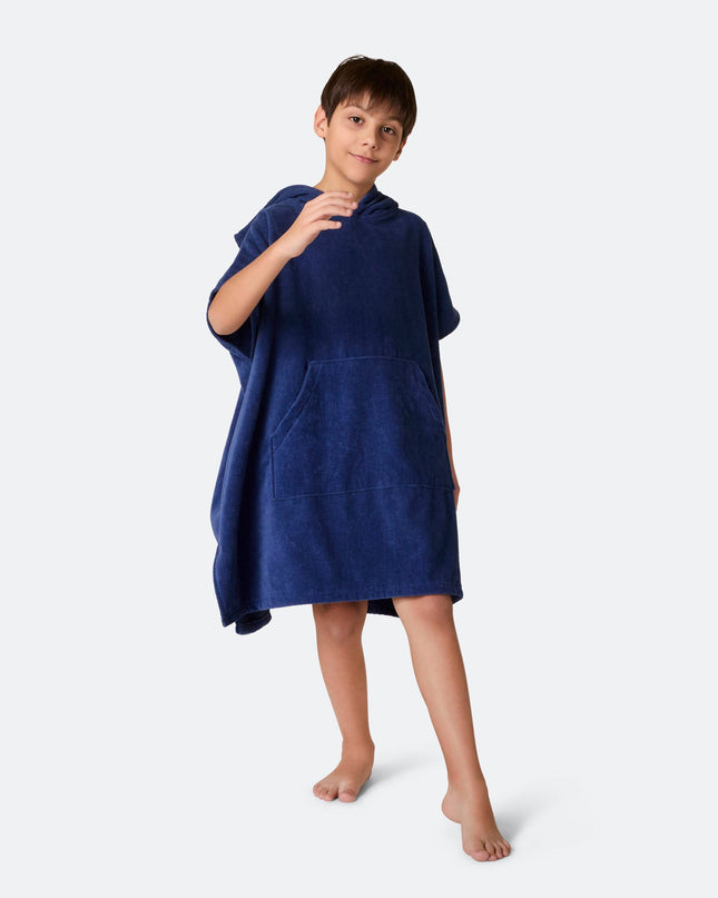 Poncho serviette marine pour enfants