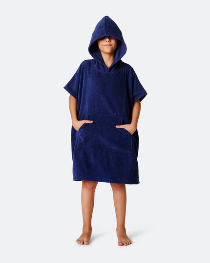 Poncho serviette marine pour enfants