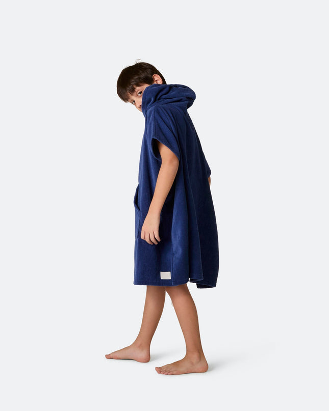 Poncho serviette marine pour enfants