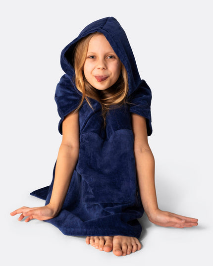 Poncho serviette marine pour enfants