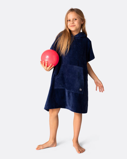 Poncho serviette marine pour enfants