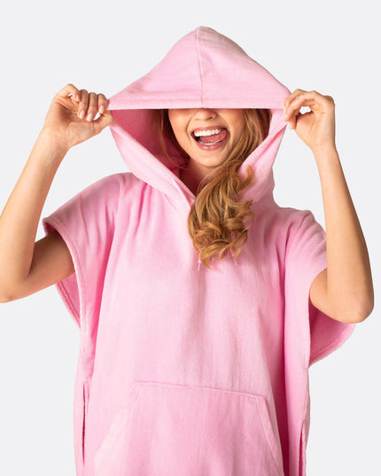 Poncho serviette rose bonbon