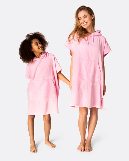 Poncho serviette rose bonbon