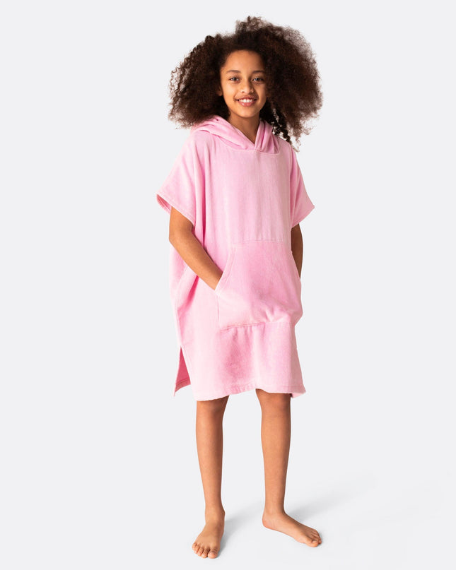 Poncho serviette rose bonbon pour enfants