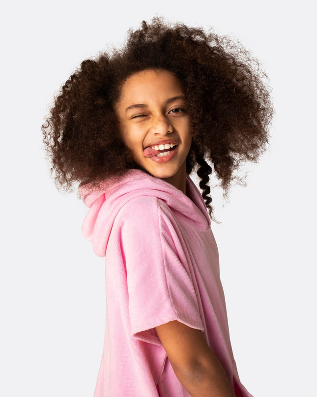 Poncho serviette rose bonbon pour enfants