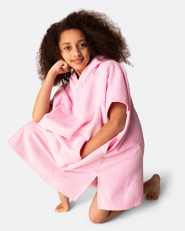 Poncho serviette rose bonbon pour enfants