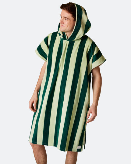 Poncho de serviette vert rayé