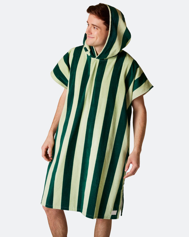 Poncho de serviette vert rayé