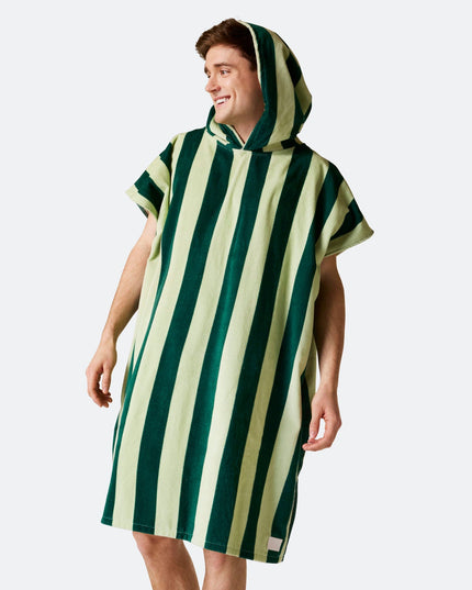 Poncho de serviette vert rayé