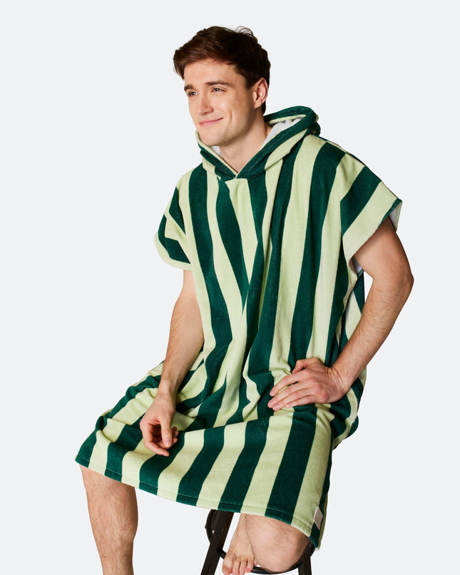 Poncho de serviette vert rayé
