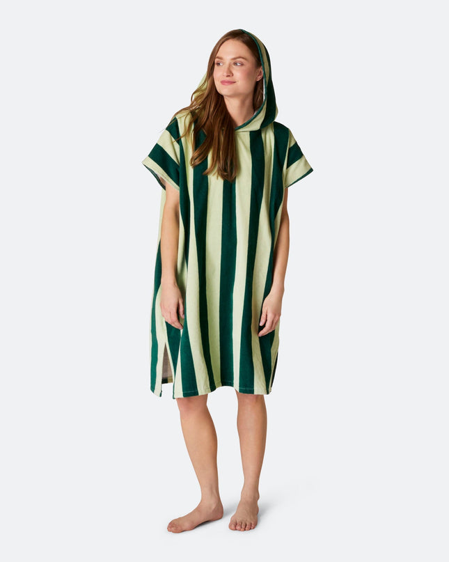 Poncho de serviette vert rayé