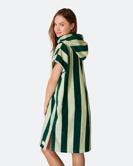 Poncho de serviette vert rayé
