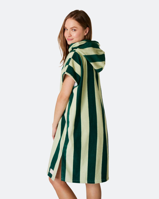 Poncho de serviette vert rayé