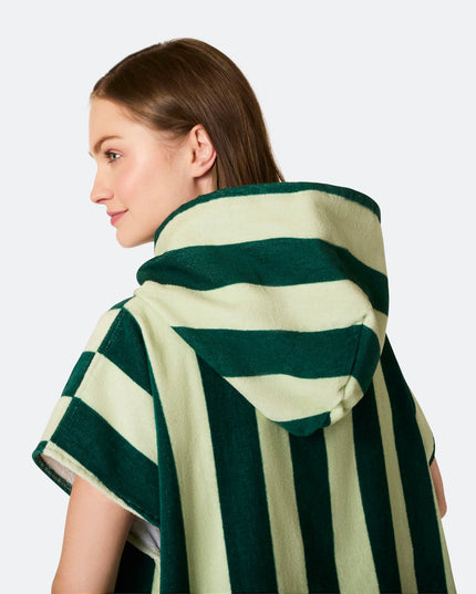 Poncho de bain vert rayé pour adultes - Indispensable de l'été