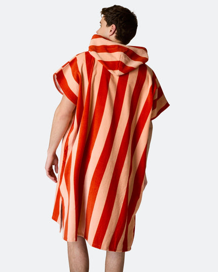 Poncho de serviette rouge rayé