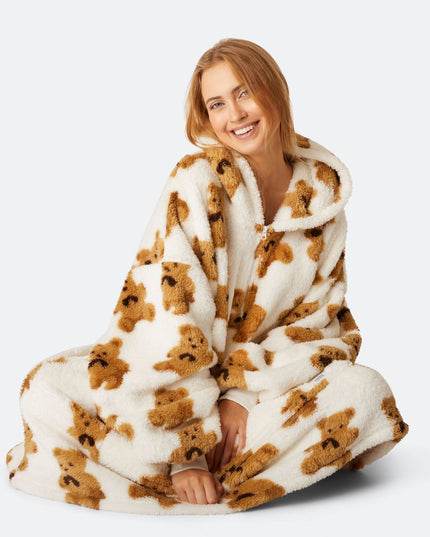 Sweat à capuche Teddy Lights HappyHoodie pour adultes - Vêtements d'intérieur confortables