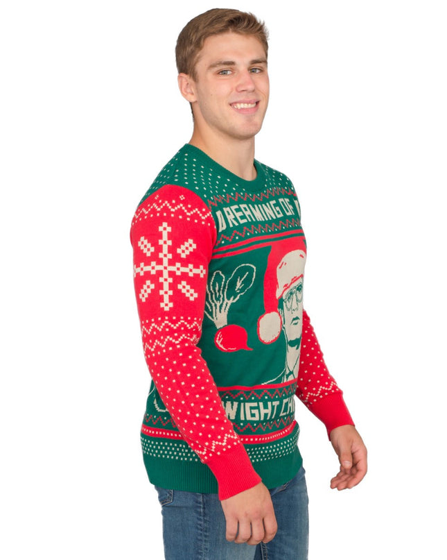 Le pull moche de Noël de Dwight Schrute dans The Office, avec des betteraves