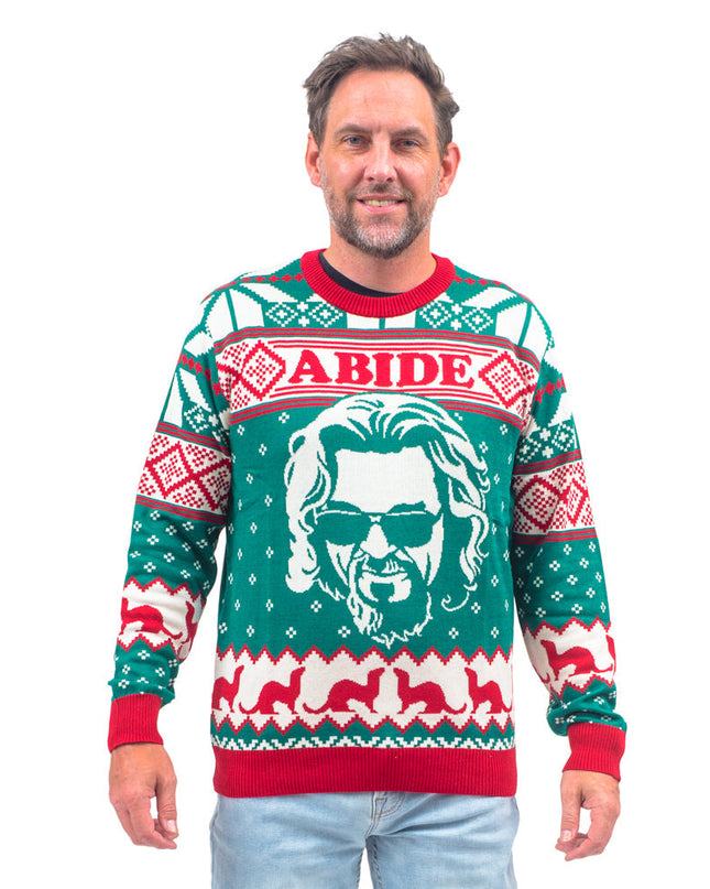 Pull de Noël moche The Big Lebowski Dude Abide Bowling
