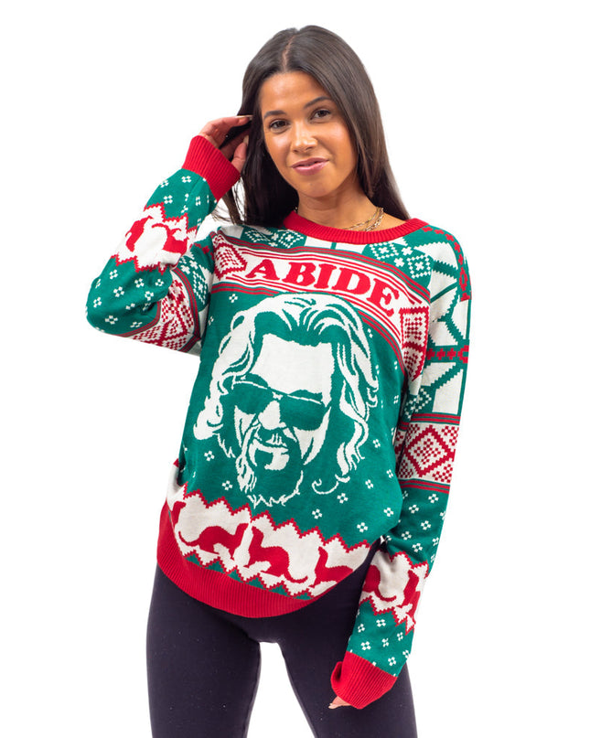 Pull de Noël moche The Big Lebowski Dude Abide Bowling