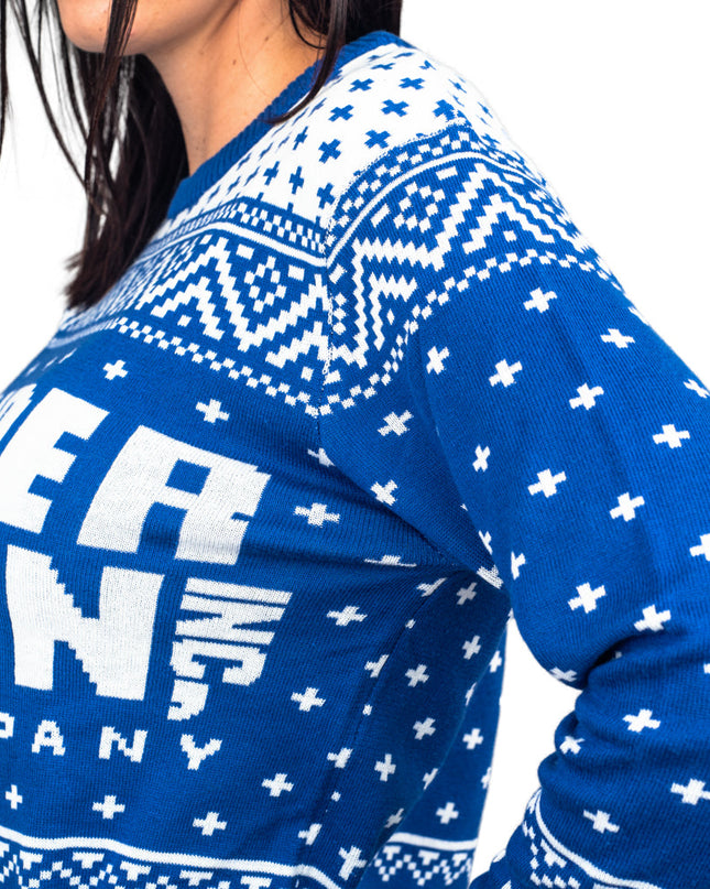 Pull de Noël bleu Dunder Mifflin pour femme, inspiré de la série The Office