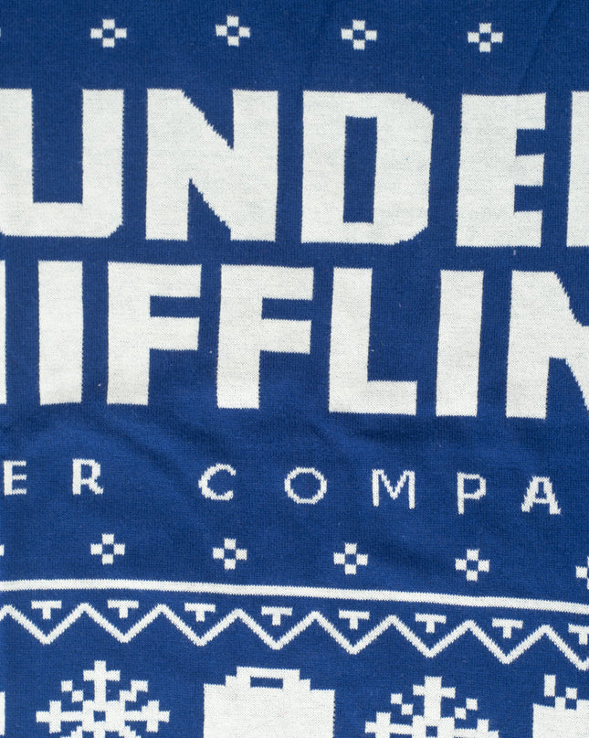 Pull de Noël bleu Dunder Mifflin pour femme, inspiré de la série The Office