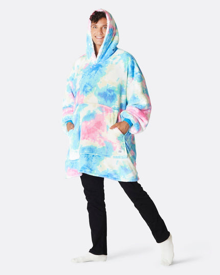 Sweat à capuche bleu tie-dye HappyHoodie - Vêtements d'intérieur élégants