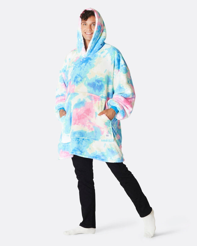 Sweat à capuche bleu tie-dye HappyHoodie - Vêtements d'intérieur élégants