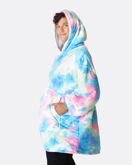 Sweat à capuche bleu tie-dye HappyHoodie - Vêtements d'intérieur élégants